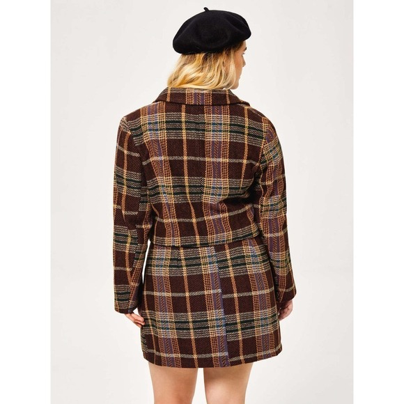 Cider Tweed Tartan Split Mini Skirt CROP Blazer Jacket Set 3XL Clueless Preppy - Picture 3 of 11